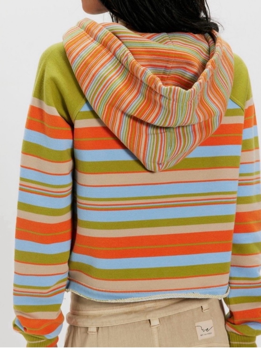 Free People Bailey Striped Hoodie Button-Up in Green, Orange & Blue - Picture 2 of 5